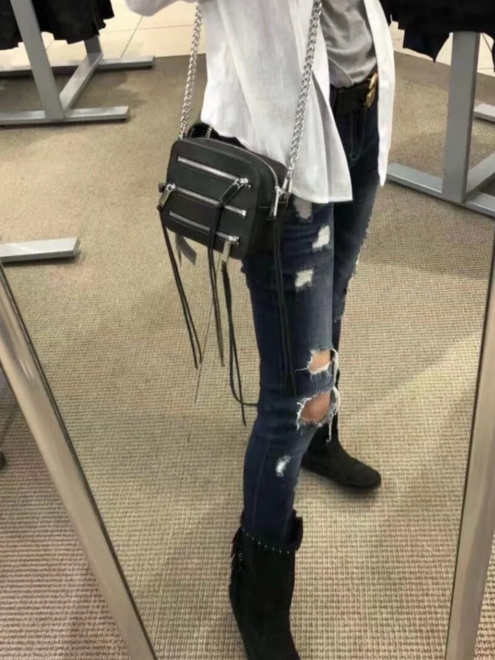 NWT Rebecca Minkoff 4 Zip Moto Camera Black Leather Crossbody Handbag